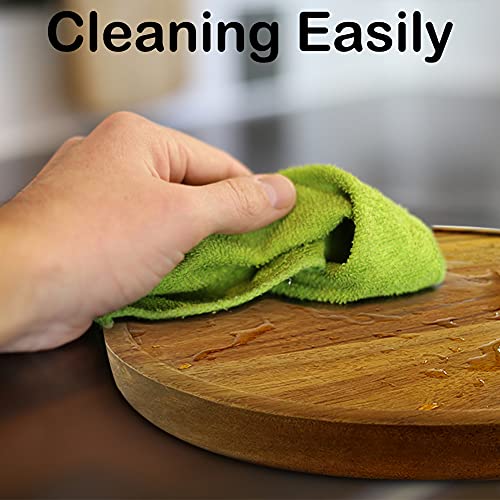 14" Two Tier Acacia Wood Lazy Susan Organizer Kitchen Turntable for Cabinet Pantry Table Organization