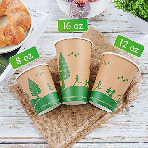 8 oz Compostable Paper Coffee Cups with PLA Lined