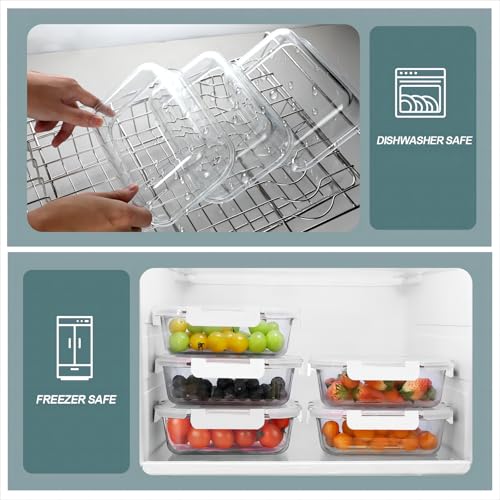 30 oz 5 Pack Glass Meal Prep Containers 2 Compartments (5 Count)