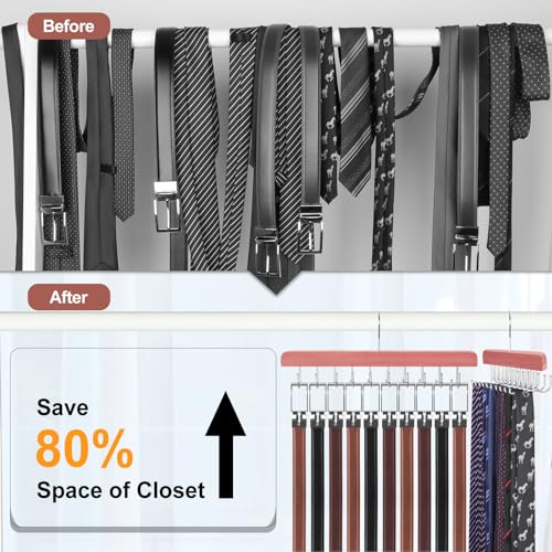 Cedar 2 in 1 Belt Tie Hanger for Closet Max 30 Belts with 30 Ties Capacity