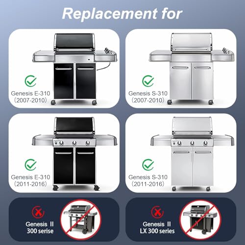 19.5" Grill Parts for Weber Genesis Grill Grates for Weber Genesis 300 Series Genesis E310 E320 E330 S310 S320 S330 EP310 Cast Iron Cooking Grates Replacement for Weber Parts 7524 7528 (2 Count)
