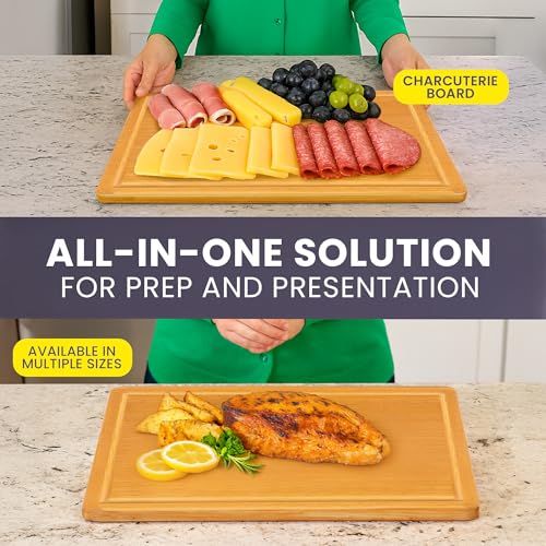 Extra Large Bamboo Cutting Board Featuring 18 Inch Wood Cutting Boards for Kitchen with Glue
