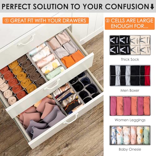 16 Pack Sock Underwear Drawer Organizer (16 Count)
