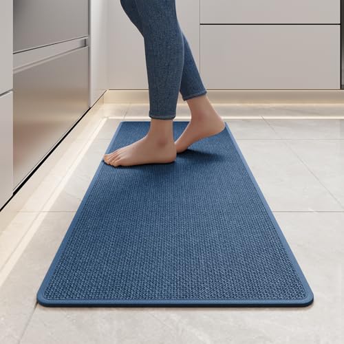 Kitchen Rugs Kitchen Mats for Floor Non Slip Washable Blue 17"x47"