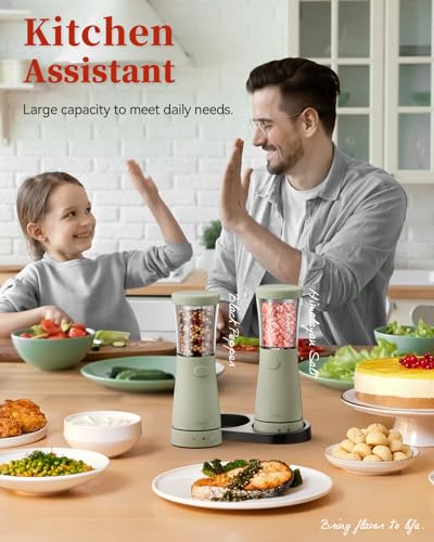 Electric Salt and Pepper Grinder Set with Storage Base (2 Count)