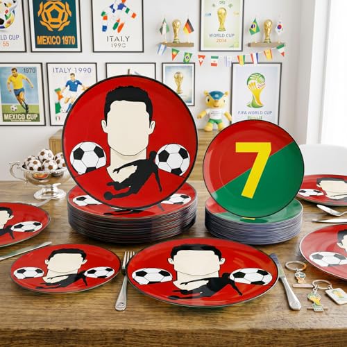 20 Pcs Red Plastic Soccer Plates (20 Count)