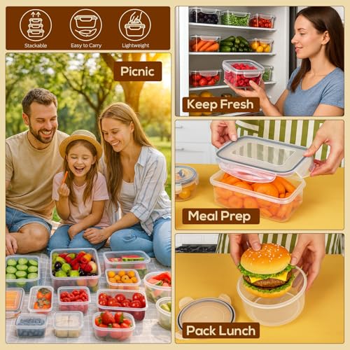 50PCS Thick Food Storage Containers with Airtight Lids for Meal Prep (50 Count)