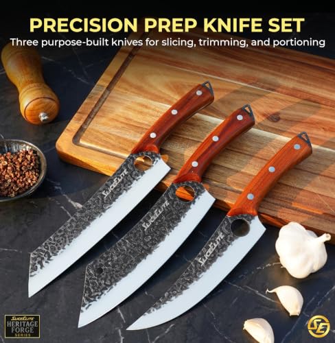3PC Boning Knife Scimitar & Kiritsuke Knives Prep Knife Set Forged Blades (3 Count)