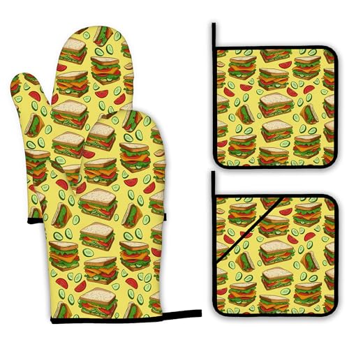 Cute Sandwich Oven Mitts and Pot Holders (4 Count)