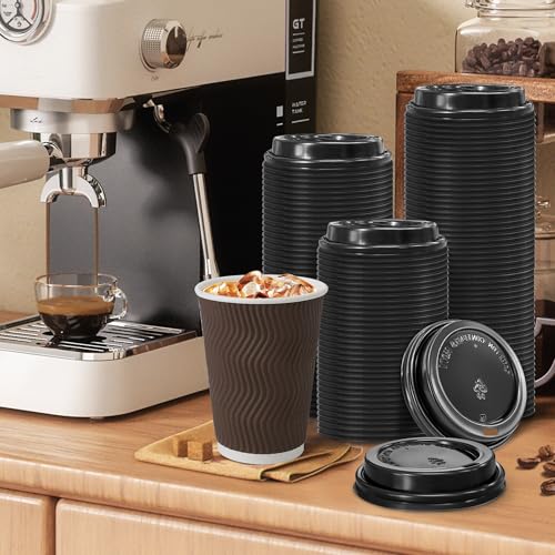 200 Pack Black Coffee Cups Lids 3.54'' (200 Count)