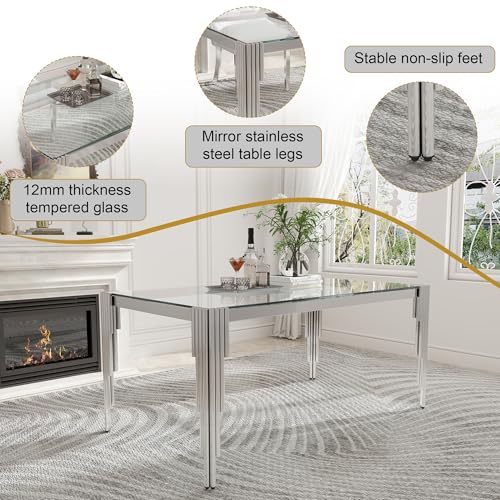 51'' Modern Glass Dining Table for 4 People