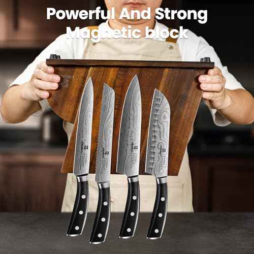 15 PC Magnetic Knife Sets for Kitchen with Block (15 Count)
