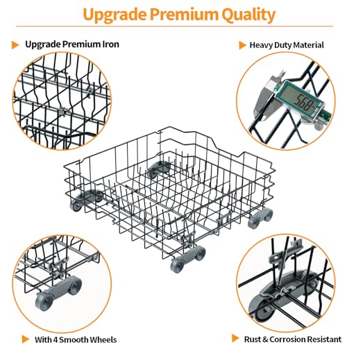 Upgraded WD28X25960 Dishwasher Lower Rack Replacement Parts for GE Dishwasher Bottom Rack Profile Triton XL Monogram Cafe Dishrack GE Dishwasher Rack Lower Drawer Tray With WD35X21041 Rollers