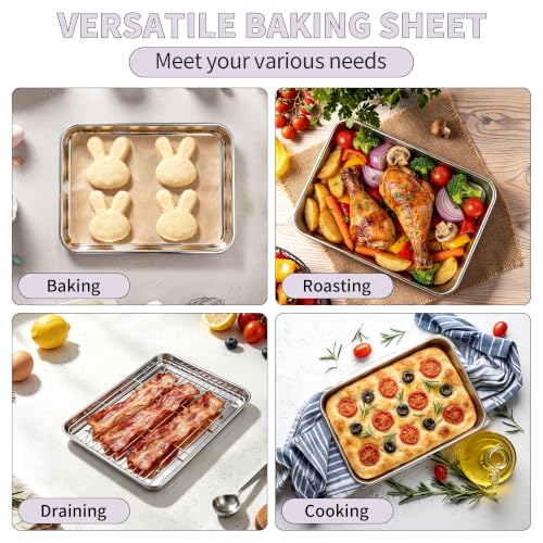 Stainless Steel Toaster Oven Pan with Rack Set