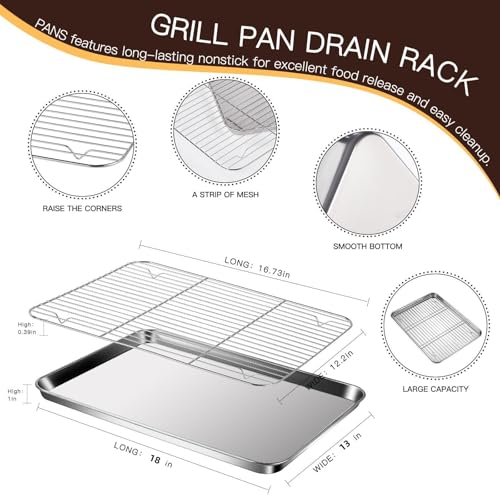 Baking Sheet with Racks Set [2 Sheets + 2 Racks] (4 Count)
