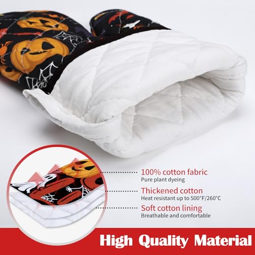Halloween Pumpkin Kitchen Towels and Oven Mitts Set (4 Count)