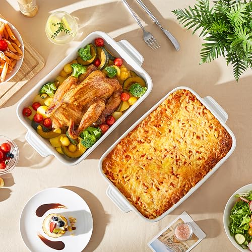 Large 9x13 Ceramic Baking Dish with Handles