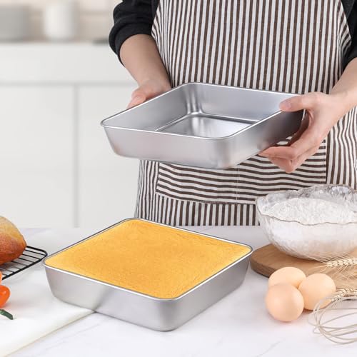 3 Pack 8 x 8 Inch Square Baking Cake Pan (10.33 Count)
