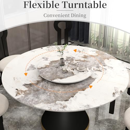 19.69" Lazy Susan for Table Top Sintered Stone Rotating Serving Tray for Dining Table
