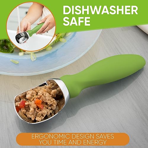 Heavy Duty Metal Ice Cream Scoop with Soft Grip Handle