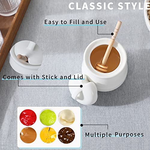 Ceramic Honey pot with Lid and Honey Dipper