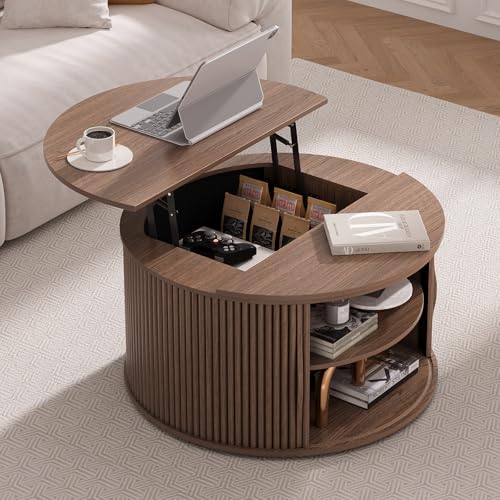 Round Lift Top Coffee Table with Storage