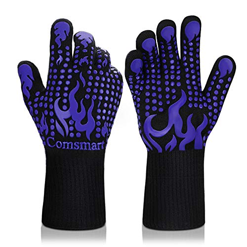 BBQ Gloves 1472 Degree F Heat Resistant Grilling Gloves Silicone Non (2 Count)