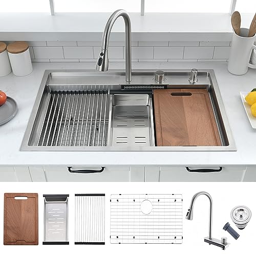 33 Inch Drop In Kitchen Sink with Faucet Combo