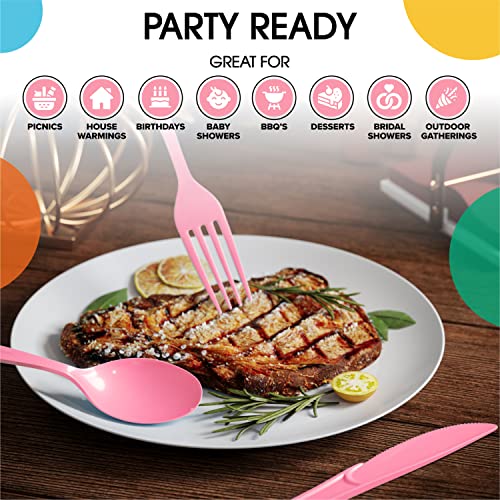 Party Solids Pink Plastic Spoons (200 Count)