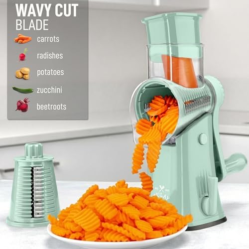 Rotary Cheese Grater Manual Hand Crank 5 Blade Shredder