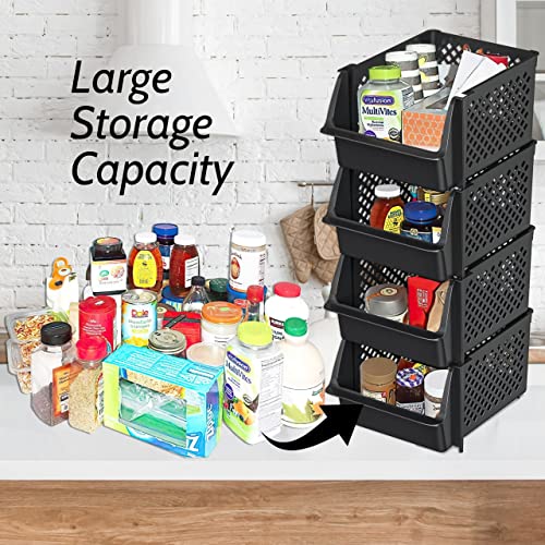 Stackable Storage Bins Open Front for Pantry Storage (4 Count)