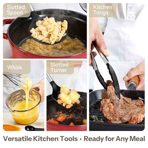 28 Piece Silicone Kitchen Utensils Set with Stainless Steel Handles (28 Count)