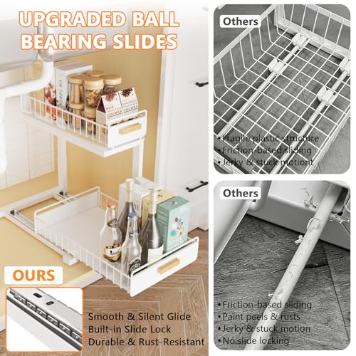2 Pack Under Sink Organizer with Ball Bearing Sliding Drawer (2 Count)
