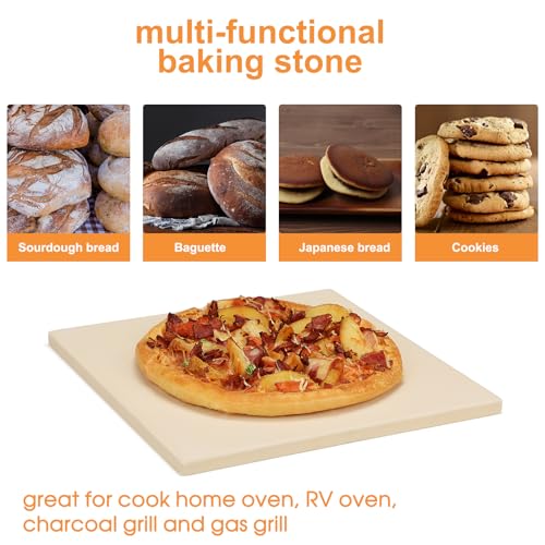 12x12 Inch Cordierite Pizza Stone for RV Oven and Grill