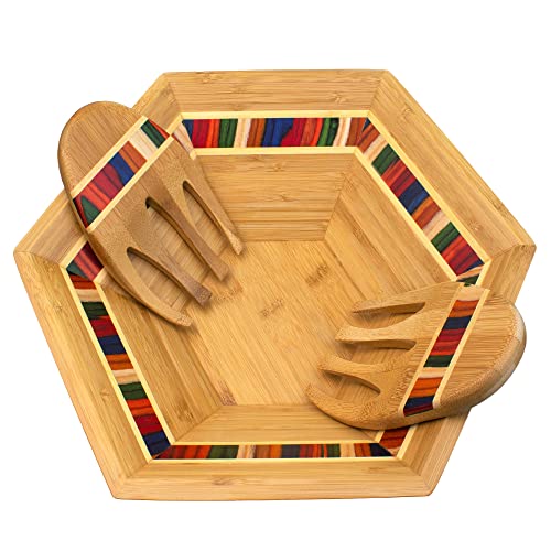 Baltique Marrakesh Collection 14" Salad Serving Bowl with Salad Hands