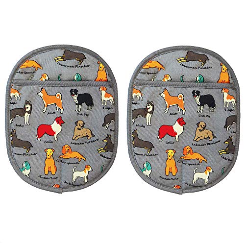 Pot Holders with Transparent Clear Silicone Shell and Nice Dog Flower (2 Count)