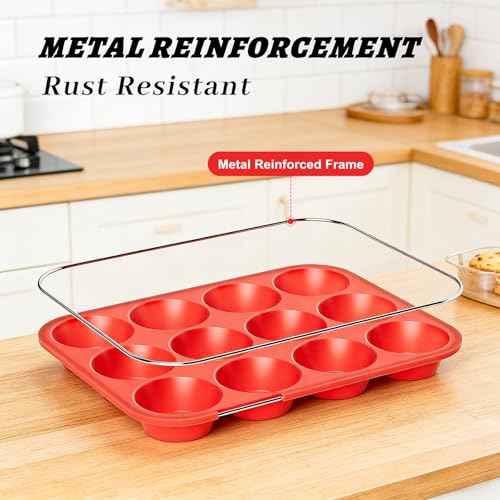 2Pack Silicone Muffin Pans with Metal Reinforced Frame (2 Count)