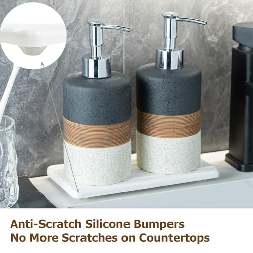 Ceramic Dish Soap Dispensers Set of 2 for Kitchen and Bathroom (2 Count)
