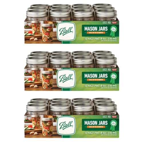 Regular Mouth Glass Mason Jars with Lids and Bands (176.3698 Ounce)