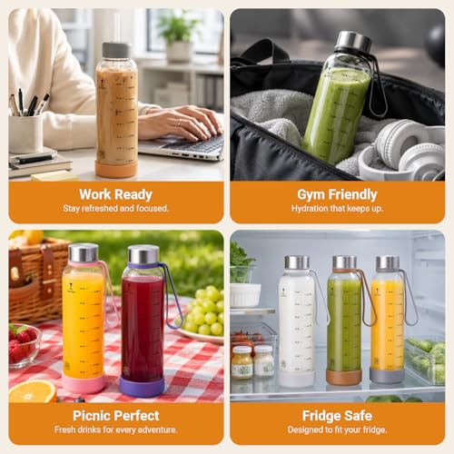 18 oz Glass Water Bottles (4 Count)