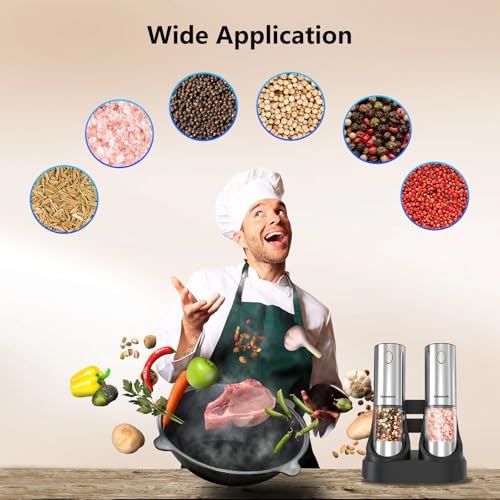 Salt & Pepper Grinder Set with Rechargeable Base