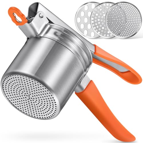 Potato Ricer Sopito Upgraded Stainless Steel Potato Masher with 3 Interchangeable Discs