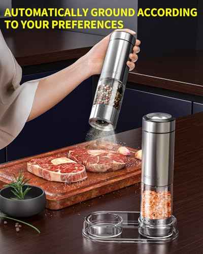 Battery Operated Electric Salt and Pepper Grinder Set with Base