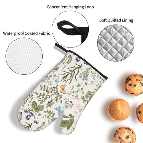 Vintage Floral Oven Mitts and Pot Holders Sets of 3 Cute Botanic (3 Count)