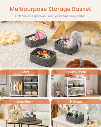 Small Woven Storage Basket for Organizing (3 Count)