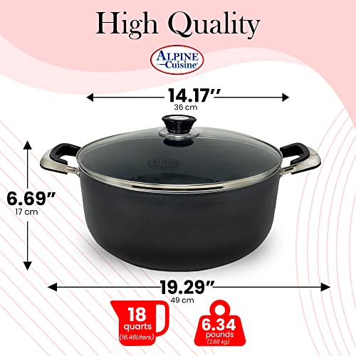 18 Quart Non stick Stock Pot with Tempered Glass Lid and Carrying Handles