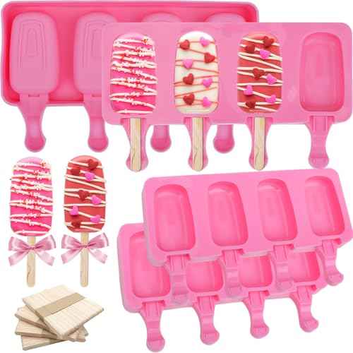 4 Set Silicone Popsicle Molds with 200 Sticks (4 Count)