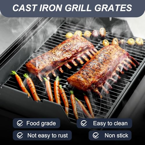 19.5" Grill Parts for Weber Genesis Grill Grates for Weber Genesis 300 Series Genesis E310 E320 E330 S310 S320 S330 EP310 Cast Iron Cooking Grates Replacement for Weber Parts 7524 7528 (2 Count)
