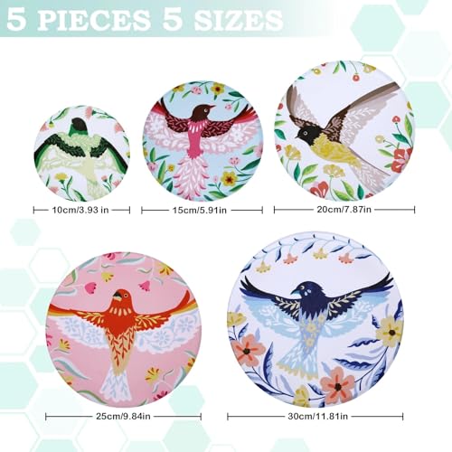 5Pcs Reusable Beeswax Elastic Bowl Covers for Bread Proofing and Food Cover (5 Count)