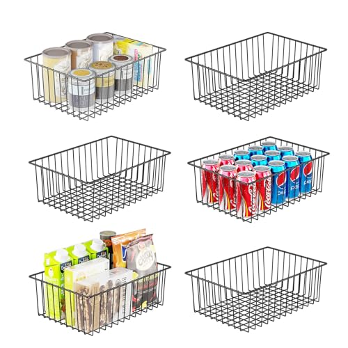 6 Pack Large Metal Wire Baskets for Storage (6 Count)